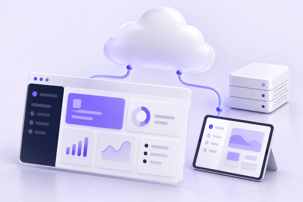 Ilustración conceptual de una aplicación SaaS compartida en la nube