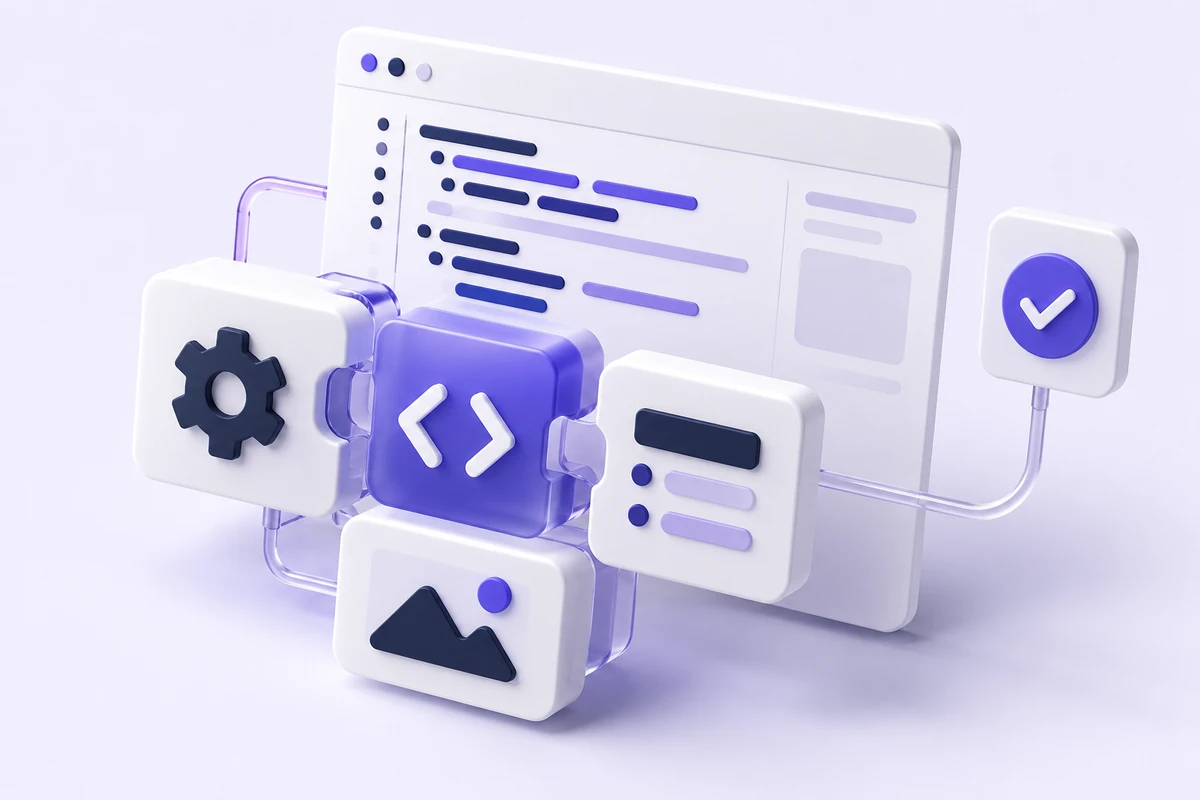 Ilustración conceptual de desarrollo y validación de software a medida